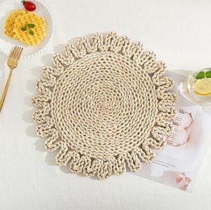Napperon en rotin naturel Assiettes de présentation creuses en osier pour les vacances de Noël Napperons de cuisine ronds tissés - Product Image 6