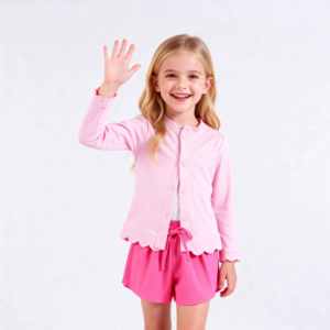 Ensemble <span class=keywords><strong>de</strong></span> yoga pour filles, couleur unie, confortable, veste à fermeture éclair à manches longues avec short <span class=keywords><strong>de</strong></span> <span class=keywords><strong>sport</strong></span> respirant, vêtements <span class=keywords><strong>de</strong></span> <span class=keywords><strong>sport</strong></span> pour enfants, fitness - Product Image 4