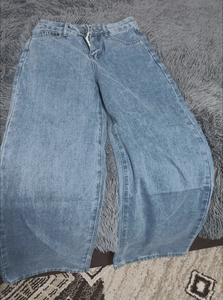Pantalons en <span class=keywords><strong>jean</strong></span> pour femmes de haute qualité, couleur bleue, décontractés, pour tous les jours, style streetwear, jeans à jambes larges pour femmes - Product Image 2