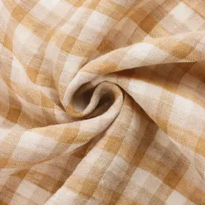 Tissu à carreaux tissé personnalisé et motif madras 45/55 coton lin pour costume de chemise