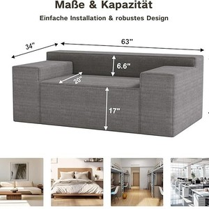 2026 Compressed <b>Sofa</b> Modern Foldable Square Loveseat <b>Sofa</b> High Density Foam Living Room <b>Sofa</b> Removable and Washable <b>Cover</b> - Product Image 5