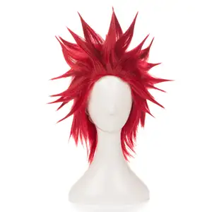 Homens peruca curto cabelo sintético vermelho masculino perucas Anime anexo Cosplay Perucas