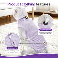 Combinaison de récupération pour chat en coton tricoté à bouton-pression unique, imprimée, respirante, réglable, anti-léchage, post-opératoire, toutes saisons, durable, tailles S-M-L
