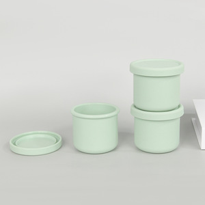 Solid Color Silicone Lunch Box Round Gray Green With Seal Lid Microwaveable Mini Bento For Office Workers Food Storage Container - Product Image 1