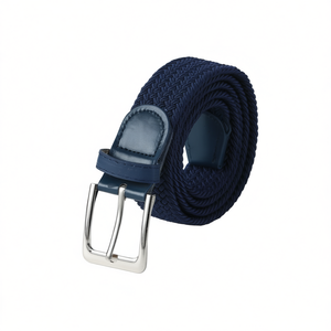 Cinturón Elástico Tejido Z de 3.5 cm, Color Azul Oscuro, Hebilla de Acero, Cinturón Informal de Tela para Hombre, 105/110/120 - Product Image 3