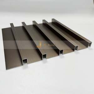 LL263 Panneau mural décoratif rainuré en acier inoxydable PVD Bronze finition brossée, persiennes métalliques, panneaux rainurés d'intérieur, support personnalisé - Product Image 5