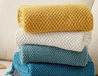 Plaid de canapé moderne en acrylique 100% gaufré, super doux, texturé, couleur unie, léger, tricoté, anti-boulochage, vente en gros
