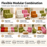 Fauteuil de salon en velours côtelé, siège individuel, canapé de sol compressé avec design capitonné pour salon et chambre à coucher