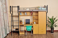 Cama litera doble para estudiantes, estructura de cama alta, cama escolar, apartamento universitario, muebles de dormitorio de madera y metal, tubo metálico moderno