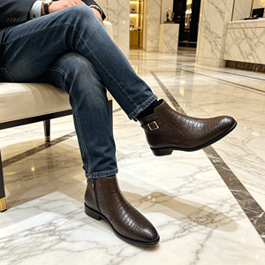 Bottes en cuir à plateforme pour <span class=keywords><strong>homme</strong></span> avec fermetures éclair, style classique et luxueux pour les voyages en plein air et la randonnée - Product Image 5