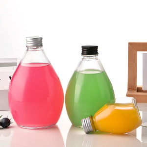 Bottiglia in Vetro per Latte, Caffè e Bevande 260ml 350ml 500ml, a Forma di Goccia d'Acqua, Trasparente, Vuota, per Succhi, con Tappo a Vite in Alluminio - Product Image 6