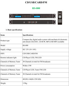 Lecteur CD professionnel à double écran avec tuner <span class=keywords><strong>radio</strong></span> <span class=keywords><strong>FM</strong></span>, lecture USB/SD et télécommande, pour système de musique d'ambiance commercial - Product Image 2