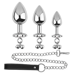 <span class=keywords><strong>DK</strong></span> Meilleure vente Produit de sexe Dilatateur anal Coeur Jeweled Base Male Butt Plug avec petites cloches en métal et chaîne pour hommes et femmes - Product Image 5