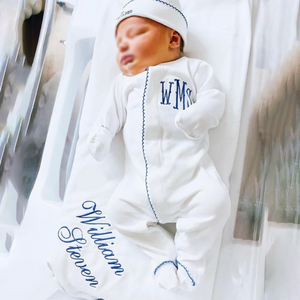 Vêtements pour bébé, monogrammes personnalisés, 100% coton, finition picot, combinaison pour bébé, <span class=keywords><strong>pyjama</strong></span> pour bébé, barboteuse pour nouveau-né, blanc, unisexe - Product Image 4