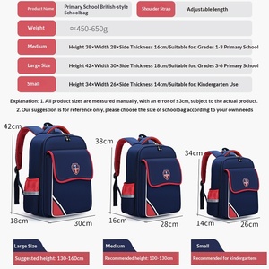 Sac à dos Oxford léger avec fermeture éclair pour écoliers du primaire (CP-CM2) garçons et filles, avec soutien dorsal amélioré - Product Image 2