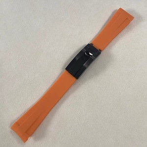 <b>Watch</b> Accessories Stainless Steel Folding Clasp 20MM*180MM Curved End Orange <b>Rubber</b> Silicone Strap - Product Image 4