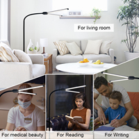 Lámpara de Escritorio LED de Doble Cabezal, Aluminio, Control Táctil, Regulable, Protección Ocular, para Lectura, Estudio, Oficina