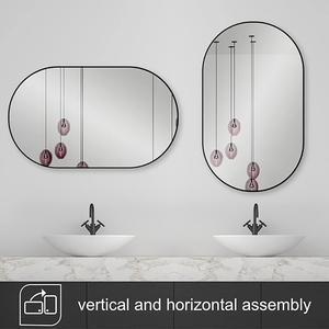 Hiện Đại Màu Đen sắt khung hình bầu dục trang trí tường trang điểm gương cho phòng tắm phòng thay đồ phòng khách - Product Image 5