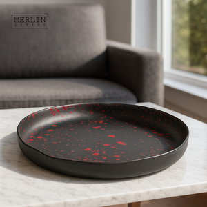Merlin sống gốm trái cây Bát cổ điển trang trí nội thất màu đen Sứ Red Dot sô cô la tấm gốm Triều Châu nhà máy bán buôn - Product Image 4
