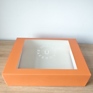 Caja para Pastel Naranja Grande con Logotipo Personalizado de Seguridad Alimentaria, con Ventana Transparente de PVC en la Parte Superior - Product Image 2