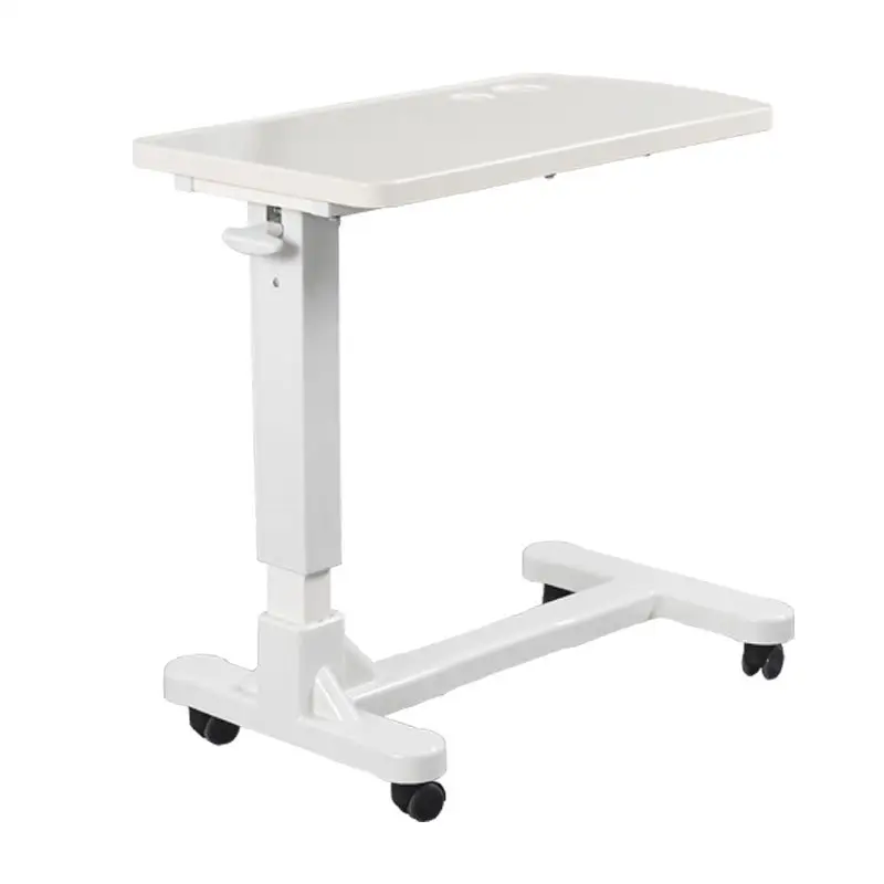 Mesa ajustable de plástico ABS con ruedas para Hospital, equipo médico de alta calidad, mesa de comedor con ruedas