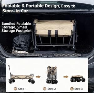 Chariot pliable de sécurité durable pour l'extérieur, structure de chariot à roulettes, chariot <span class=keywords><strong>utilitaire</strong></span>, poignée pliable confortable, OEM pris en charge - Product Image 4
