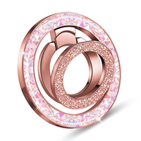 Support de téléphone magnétique de luxe en strass, anneau de doigt scintillant en diamant, béquille pour iPhone 360 °   Accessoire de mode rotatif