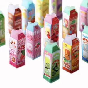 New Creative Resin Fruit Milk Drink Box Craft Kawaii Dollhouse Boxed Drink Doll House Embellishments For Doll Kitchen Decor