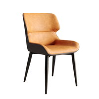 Chaises de salle à manger modernes minimalistes OEM avec assise en cuir rembourrée, pieds en fer, écologiques, pour la maison, l'hôtel, le restaurant, le café