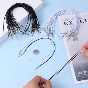 10" Round Elastic Stretch Cord with Metal Barbs <b>Black</b> Hat <b>String</b> Loop for Party Cosplay Crafts Sewing Book Binding Travel Signs - Product Image 3