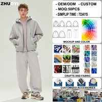 Ensemble de survêtement en molleton de coton épais 480 g/m² avec broderie de logo personnalisé, style streetwear oversize pour homme, 2 pièces