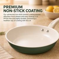Lot de 5 ustensiles de cuisson modernes en céramique verte, revêtement antiadhésif, casseroles et poêles en aluminium à induction avec couvercles en verre et silicone – Vente en gros usine