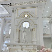 Rosace décorative de plafond en GRG pour restaurant, médaillon décoratif pour la conception d'un espace de repas, fronton segmenté classique en GRG