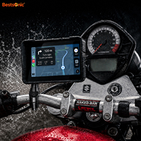 Bestsonic Pantalla de Navegación para Motocicleta de 5'' con CarPlay Inalámbrico, Android Auto, Duplicación de Pantalla, GPS Portátil Universal para Moto