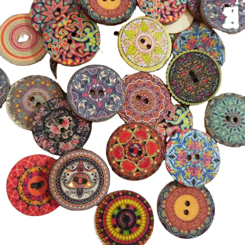 100 pieces Vintage Mixed Wooden Buttons for Clothes DIY Buttons Decorative Clothing Craft Sewing Tools