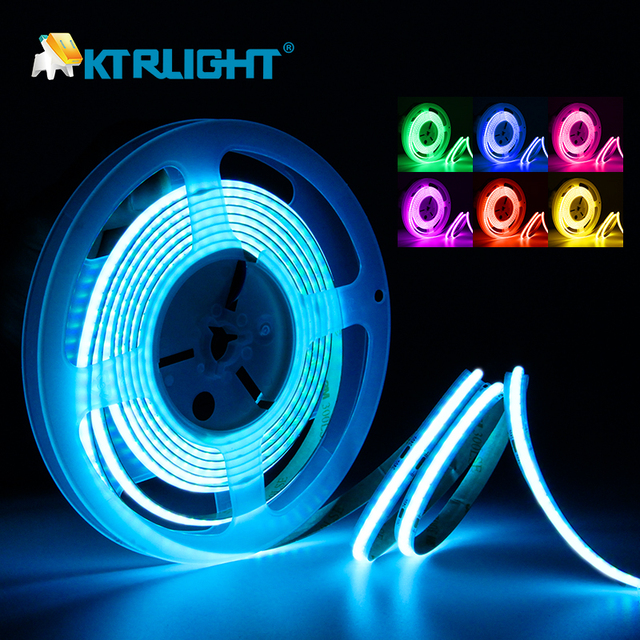 RGB Cob Led Light Strip DC12V/24V 10mm/12mm Wide 720led/m IP20 5m/roll Copper USB TV Use Free Cut Led Strip Light