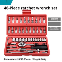 Jeu de clés à cliquet miniatures 1/4'' de 46 pièces, en acier Cr-V, petit kit d'outils de réparation pour l'automobile et la maison