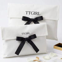 Pochette de rangement pour vêtements en coton sergé blanc de luxe, personnalisée avec logo imprimé, pour voyage, cadeau, ou sac anti-poussière en forme d'enveloppe