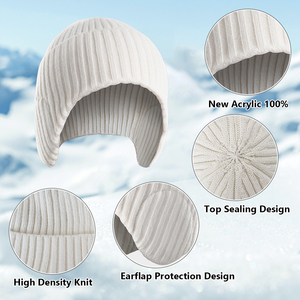 Bonnet d'hiver pour femmes, bonnet crâne épais en polaire avec oreillette en tricot, style personnage, couvre-oreilles de ski et bonnets chauds - Product Image 3