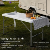 Table de lavage de poisson en plastique pour extérieur, plan de travail pliant pour camping/pêche/découpe de poisson, évier rectangulaire pour cour domestique, résistant au vent