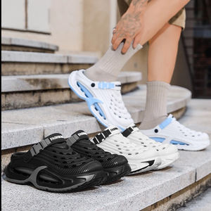 Sandal Pria Musim Panas untuk Luar Ruangan Anti-Selip Tertutup di Bagian Jari Kaki Model Pantai Clogs Fashion Desain Platform Sederhana Sandal Bersol Tebal Bahan Atas PU <span class=keywords><strong>EVA</strong></span> - Product Image 3