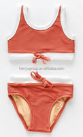 Personnaliser Nouveau Bébé Filles 2Pcs Ribbed Bikini Set Maillots De Bain Texturé Rashguard Shorts Little Infant Girl Maillot De Bain Beachwear