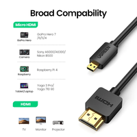 Adaptateur de câble UGREEN Micro HD-MI vers HD-MI 4K 60Hz Ethernet Audio Effet 3D Micro HD vers HD Câble Mâle-Mâle pour GoPro Sony