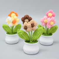 Mini fleurs en crochet de laine faites à la main pour la maison, la voiture, les fêtes, accessoires décoratifs, cadeaux de fête des Mères