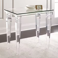 Table console moderne en acrylique transparent, avec dessus en verre et rangement pour le salon, la villa et l'hôtel.
