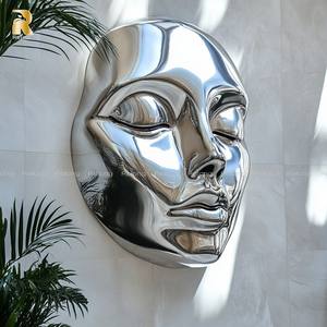 Arte astratta moderna in acciaio inox decorativo 3D <span class=keywords><strong>donna</strong></span> volto scultura parete statua - Product Image 3