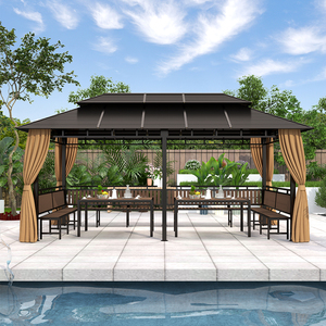 Nóng bán pergola sắt ngoài trời gazebo với chỗ ngồi và bảng hardtop pergola Patio giải trí 300*550cm - Product Image 2