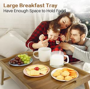 Akazien holz Klapp tablett Holz Frühstück Serviert ablett mit Griff und Beinen Getränke platte Natur - Product Image 2