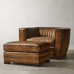 SILLA DE CUERO RH ROURKE, Silla de Cuero Marrón Desgastado con Capitoné Chesterfield, Silla de Estilo Vintage Moderno para Sala de Estar - Product Image 5