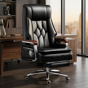 <span class=keywords><strong>Fauteuil</strong></span> de bureau en cuir à dossier haut avec réglage de la hauteur, massage, design ergonomique et roulettes pivotantes - Product Image 4